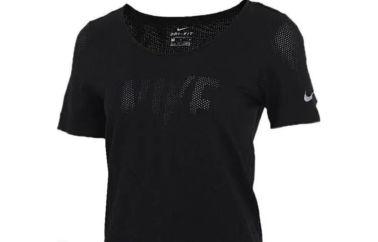 Nike T-Shirts Women's Black Crew Neck Moderate Straight Fit