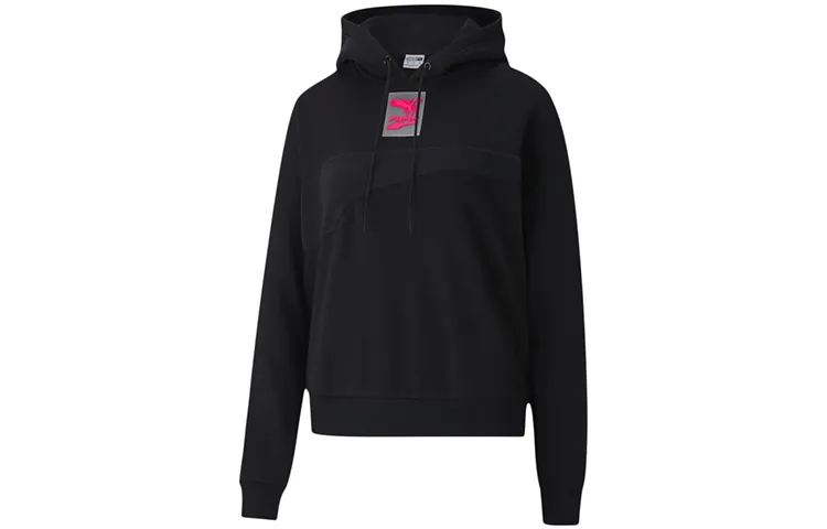 PUMA Sweatshirts Women's Black Hooded Moderate Regular