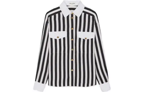 SAINT LAURENT Shirts Women's Black Lapel Moderate Shirt