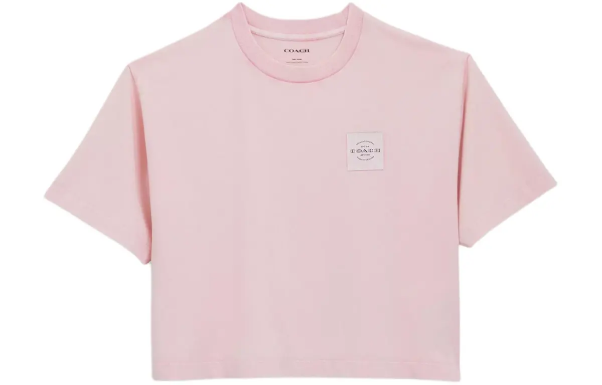 COACH T-Shirts Women's Pink Crew Neck Moderate Straight Fit