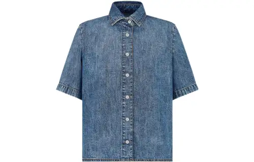 DIOR Shirts Women's Blue Lapel Moderate Shirt