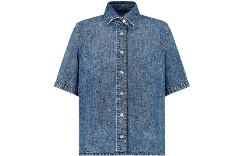 DIOR Shirts Women's Blue Lapel Moderate Shirt