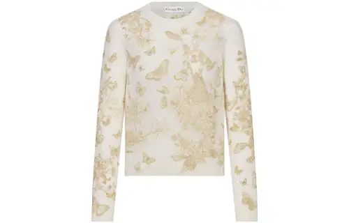 DIOR Sweaters Women's Beige Crew Neck Moderate Other