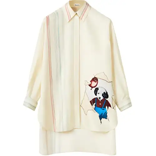 LOEWE Shirts Women's Yellow Pointed Collar Moderate Shirt