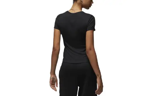 Jordan T Shirts Women's Black Crew Neck Moderate Straight Fit
