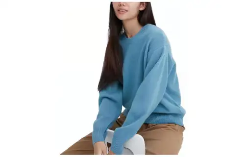UNIQLO Sweaters Women's Sky Blue Crew Neck Moderate Other