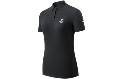 ANTA Polo Shirts Women's Black Polo Collar Moderate Straight Fit