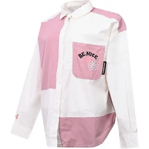 Converse Shirts Women's White & Pink Lapel Moderate Shirt