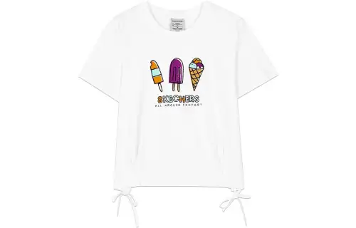 Skechers Colorful T Shirts Women's Bright White 0019 Crew Neck Moderate