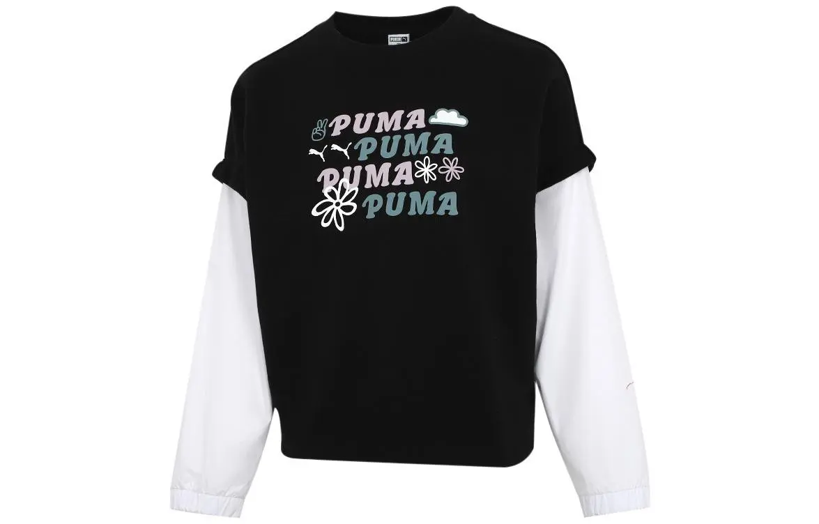 PUMA Sweatshirts Women's Black Crew Neck Moderate