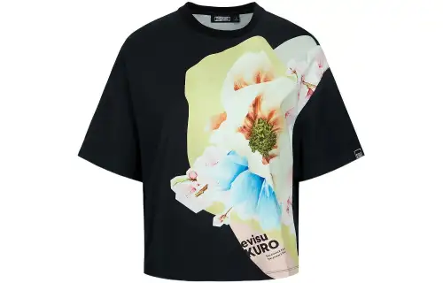 EVISU T Shirts Women's Black Crew Neck Moderate Straight Fit