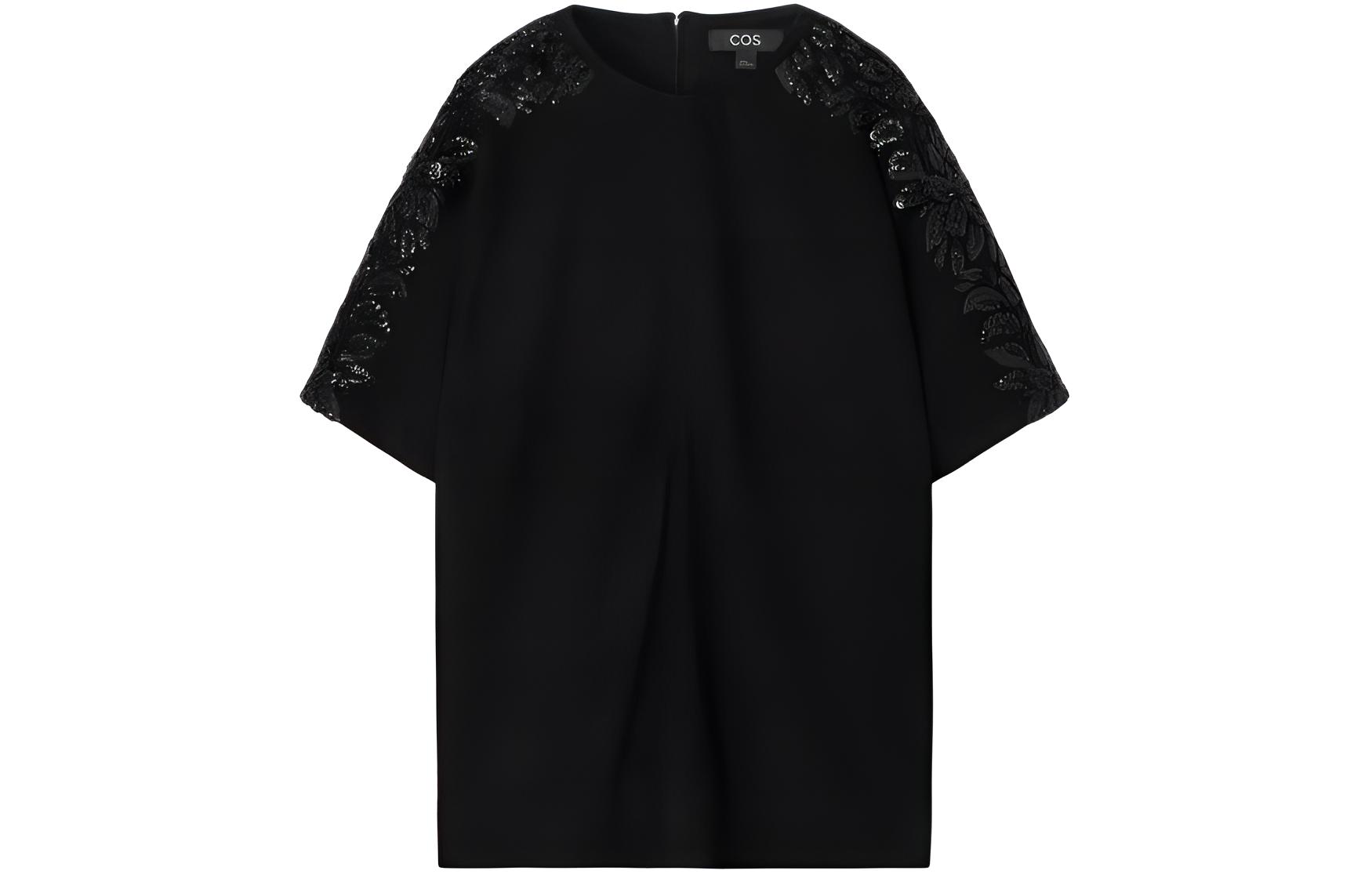COS T Shirts Women's Black Crew Neck Moderate Other