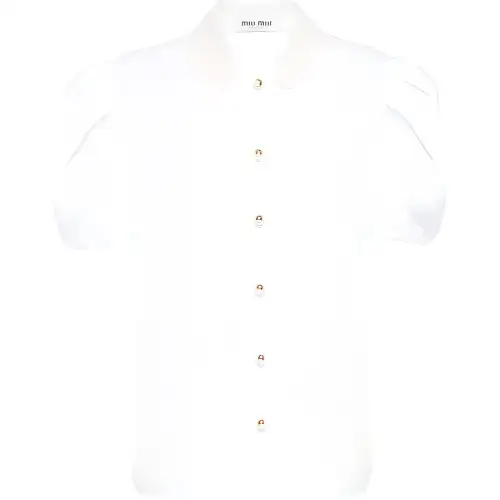 MIU MIU Shirts Women's White Lapel Moderate Shirt