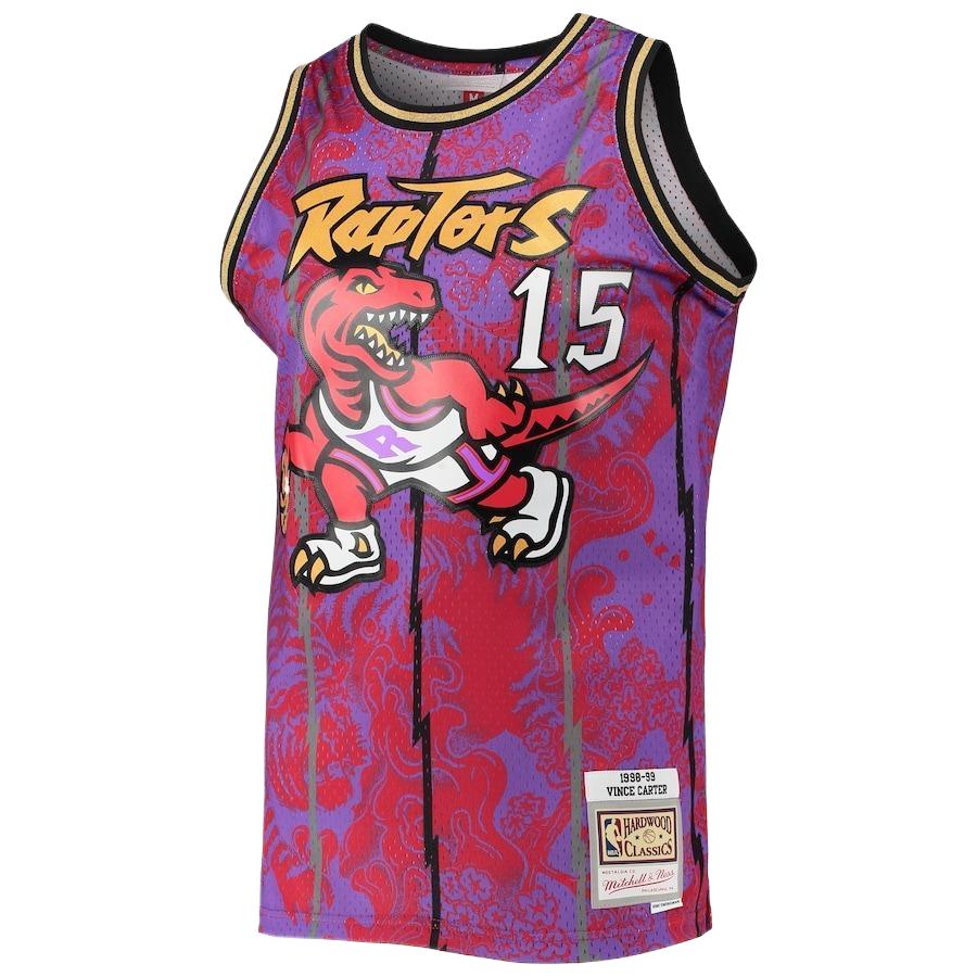 NBA X Mitchell & Ness Toronto Raptors Vince Carter Cartoon Graphic Print Round Neck Pullover Football Jersey Men's Purple