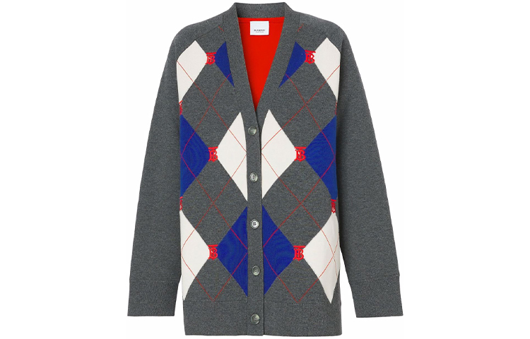 Женский худи Burberry в ромбы (серый)