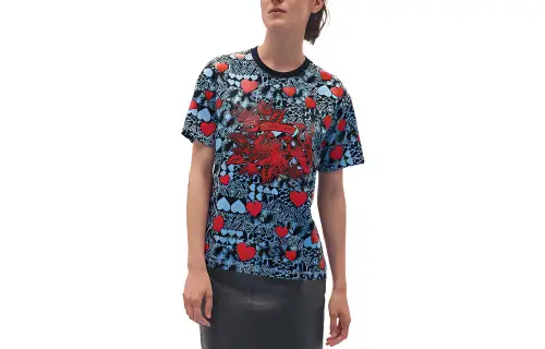 HERMES SS23 T Shirts Women's Teal Crew Neck Moderate Straight Fit