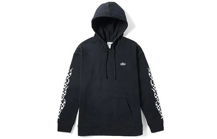 Vans Checker Flame Double Sleeve Flame Logo Fleece Lined Sweatshirt Women's Black