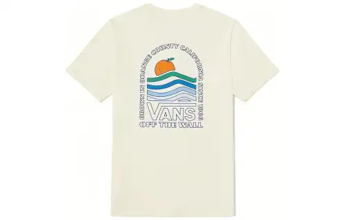 Vans T Shirts Women's Vintage White Crew Neck Moderate Straight Fit