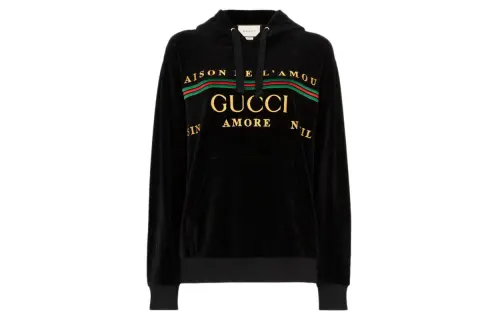 GUCCI Sweatshirts Women's Black Hooded Moderate Regular