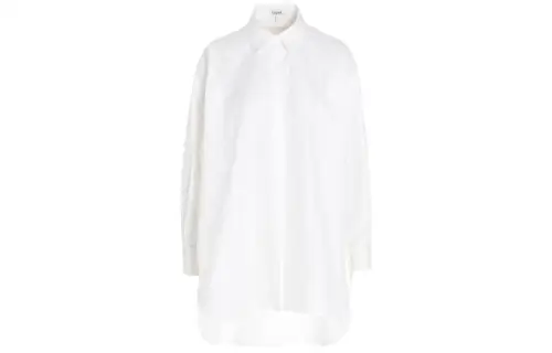LOEWE Shirts Women's White Square Collar Moderate Shirt