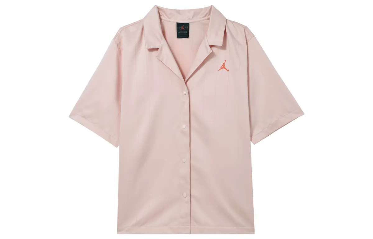 Jordan AS WJ HERITAGE TOP Shirts Women's Pink Lapel Moderate Straight Fit