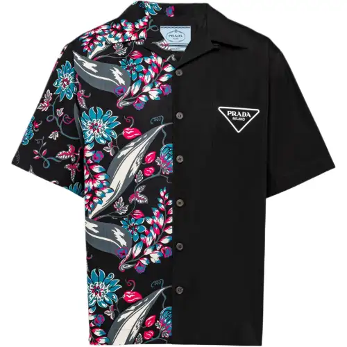 PRADA Shirts Men's Black Lapel Moderate