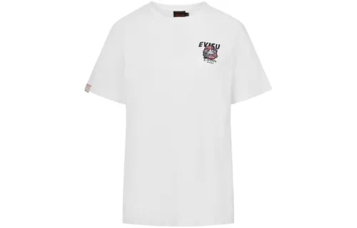 EVISU T Shirts Women's White Crew Neck Moderate Straight Fit