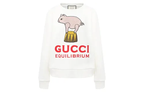 GUCCI Sweatshirts Women's White Crew Neck Moderate Regular