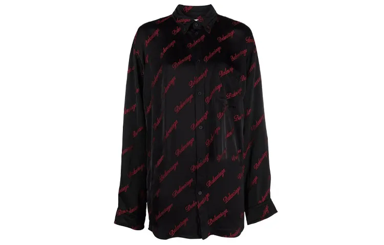 Balenciaga Shirts Women's Black Lapel Moderate Straight Fit