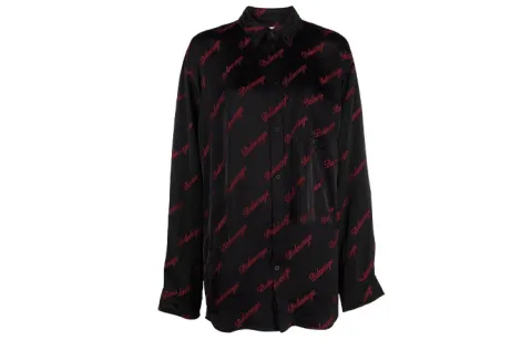 Balenciaga Shirts Women's Black Lapel Moderate Straight Fit