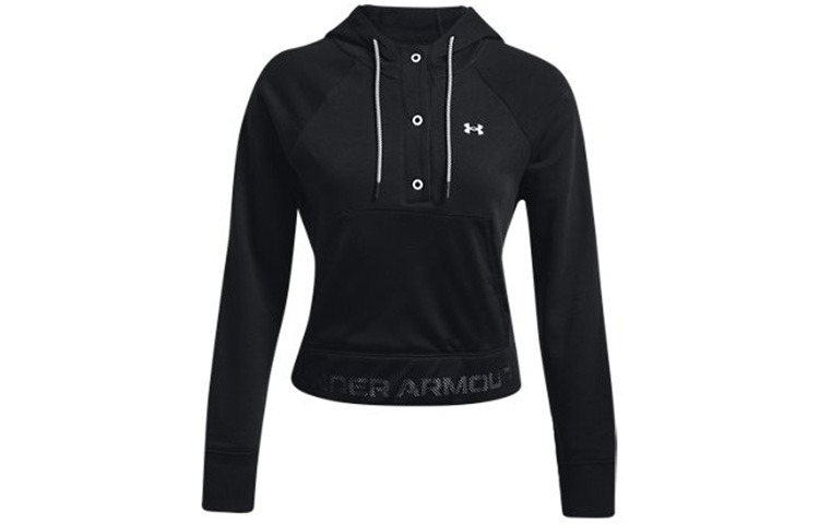 Under Armour Under Armour Rival Mesh Fleece Lined Cropped Hoodie Sweatshirt Winter Women's Black
