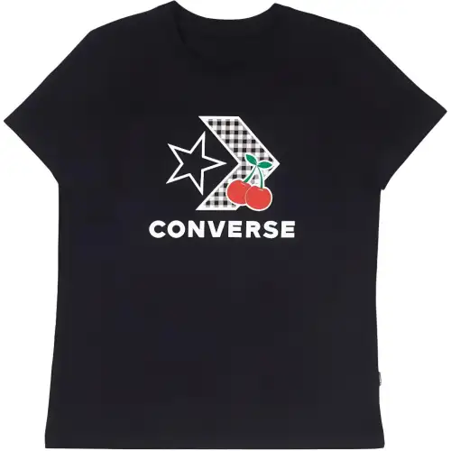 Converse T Shirts Women's Black Crew Neck Moderate Other