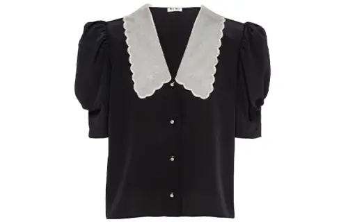 MIU MIU Shirts Women's Black Peter Pan Collar Moderate Shirt