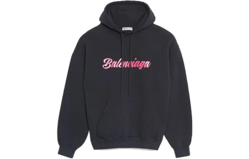 Balenciaga Sweatshirts Women's Black Hooded Moderate Regular