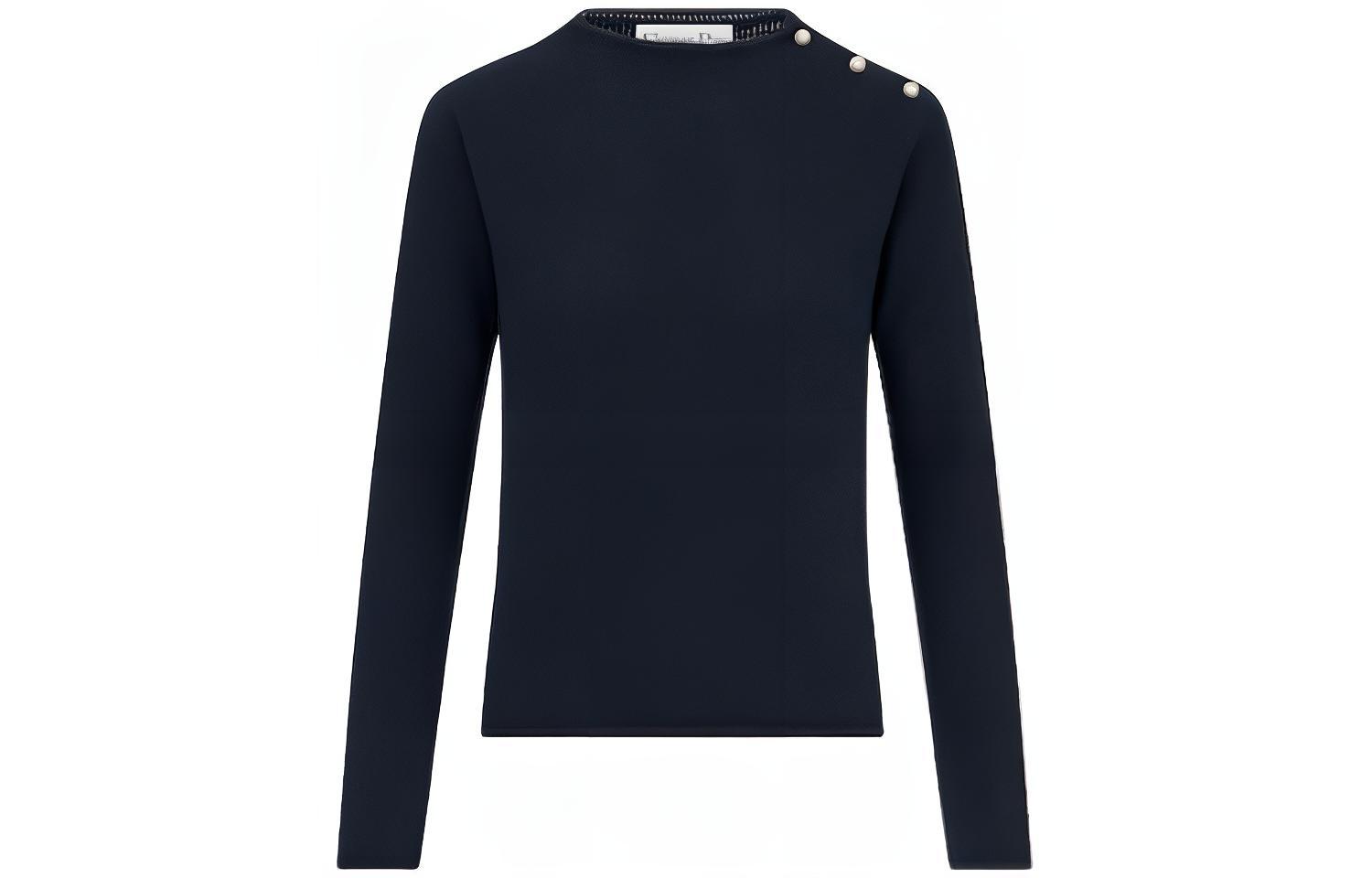 DIOR Deep Blue Cashmere Knit Sweater Women's Dark Blue