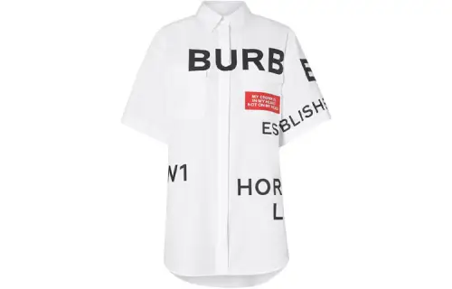 Burberry Shirts Women's White Lapel Moderate Shirt