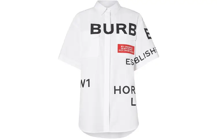 Burberry Shirts Women's White Lapel Moderate Shirt