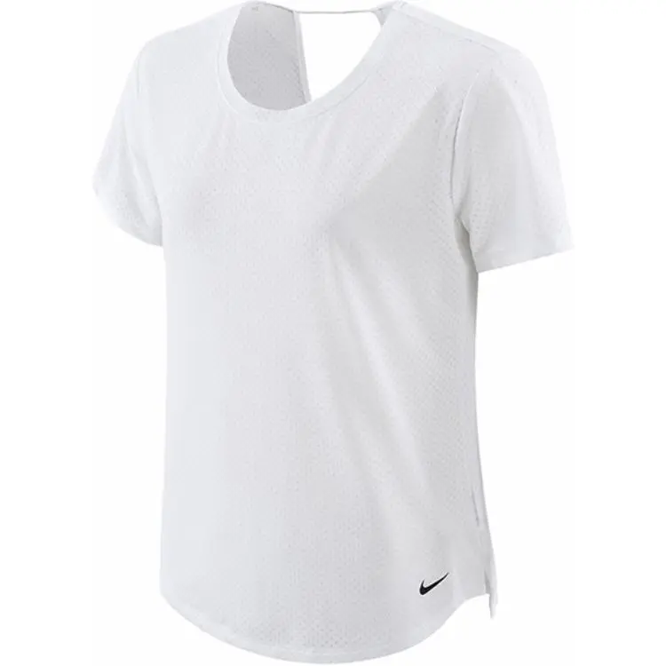 Nike T-Shirts Women's White Crew Neck Moderate Straight Fit