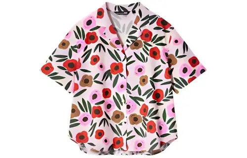 UNIQLO X Marimekko Shirts Women's Pink Lapel Moderate Other