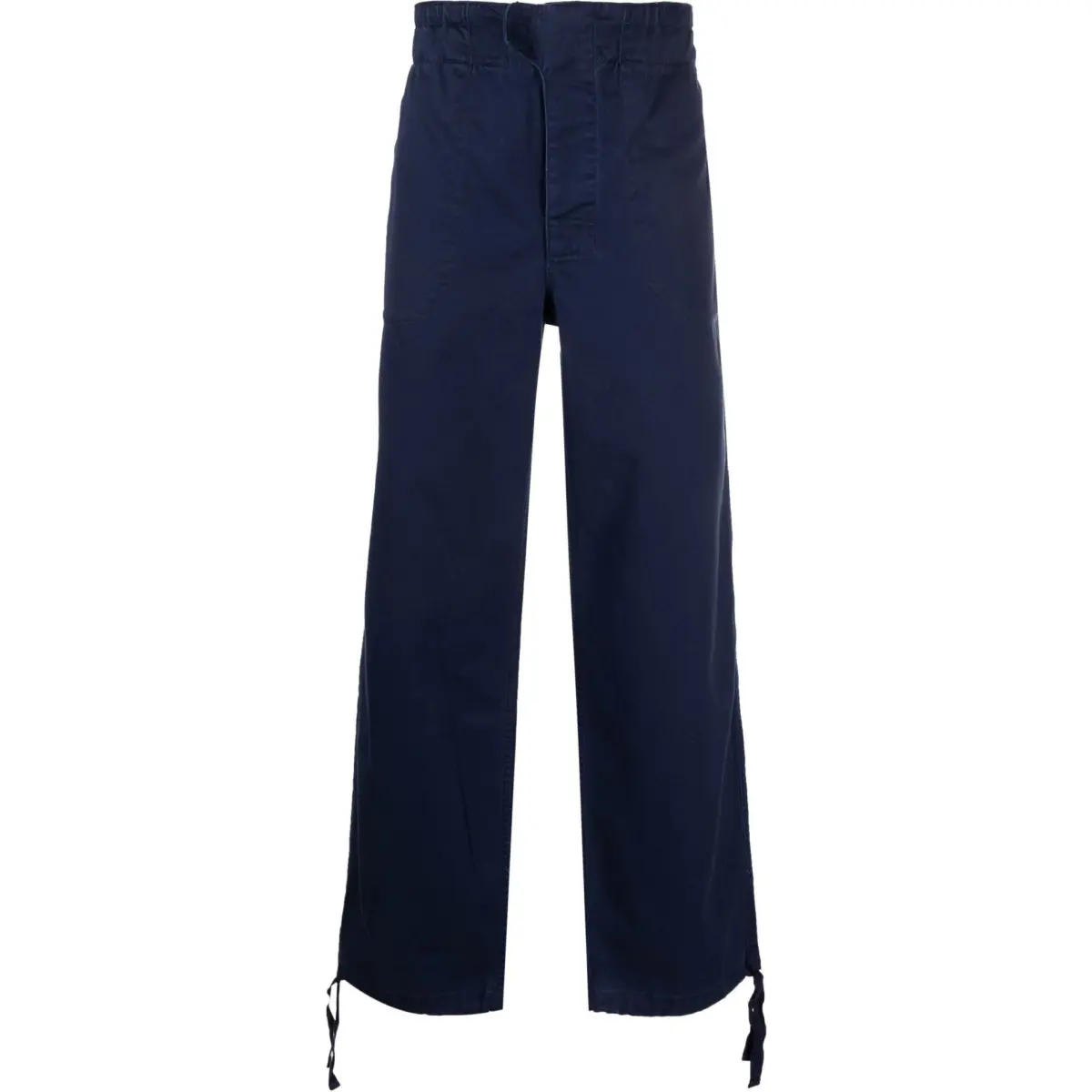 logo-patch straight-leg cotton trousers