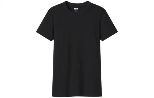 UNIQLO T Shirts Women's Black Crew Neck Moderate Straight Fit