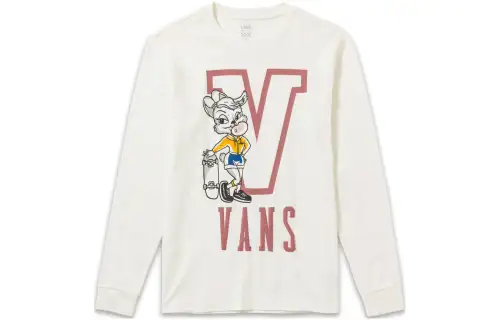 Vans T Shirts Women's Ecru Crew Neck Moderate Straight Fit