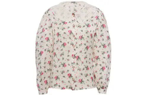 MIU MIU Shirts Women's Cream Peter Pan Collar Moderate