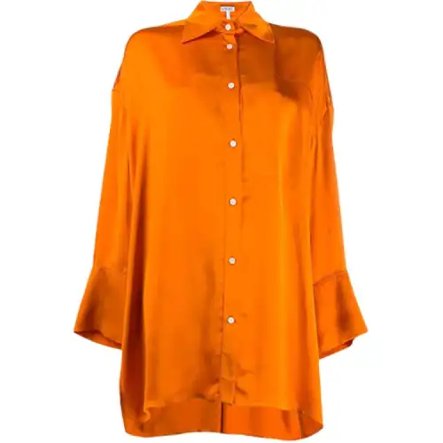 LOEWE Shirts Women's Orange Lapel Moderate Shirt