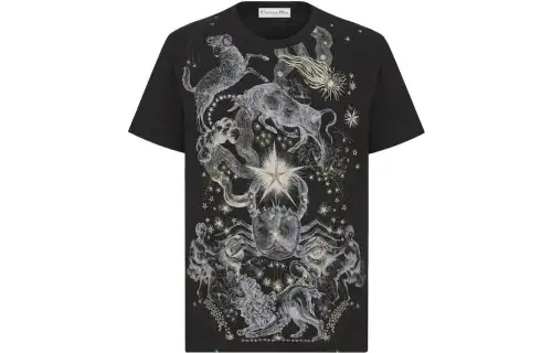 DIOR T Shirts Women's Black Crew Neck Moderate Straight Fit