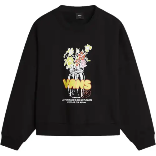 Vans Sweatshirts Women's Black Crew Neck Moderate Regular