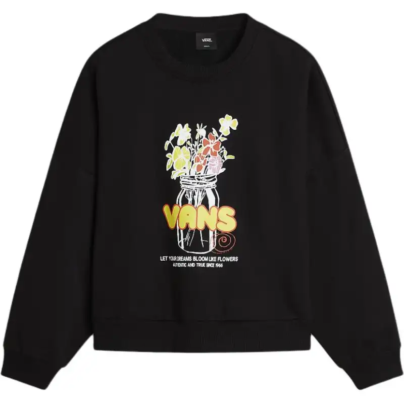 Vans Sweatshirts Women's Black Crew Neck Moderate Regular