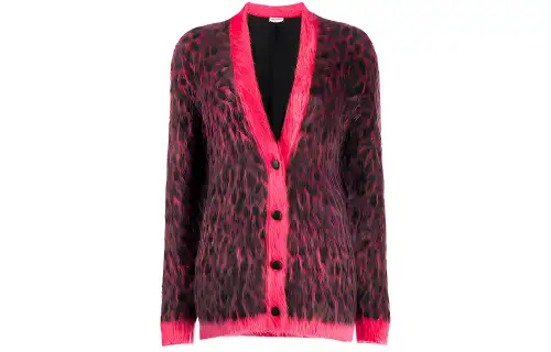 SAINT LAURENT Leopard Knitted Cardigan