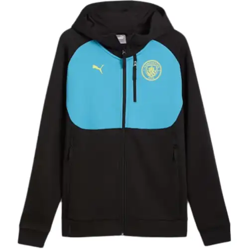 PUMA Manchester City Full Zip Hoodie Men Soccer Jersey Men's Black Blue