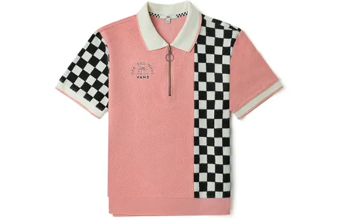 Vans Polo Shirts Women's Pink Polo Collar Moderate Straight Fit